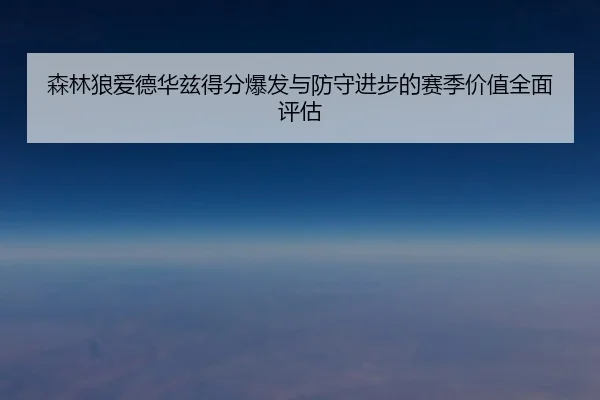 森林狼爱德华兹得分爆发与防守进步的赛季价值全面评估